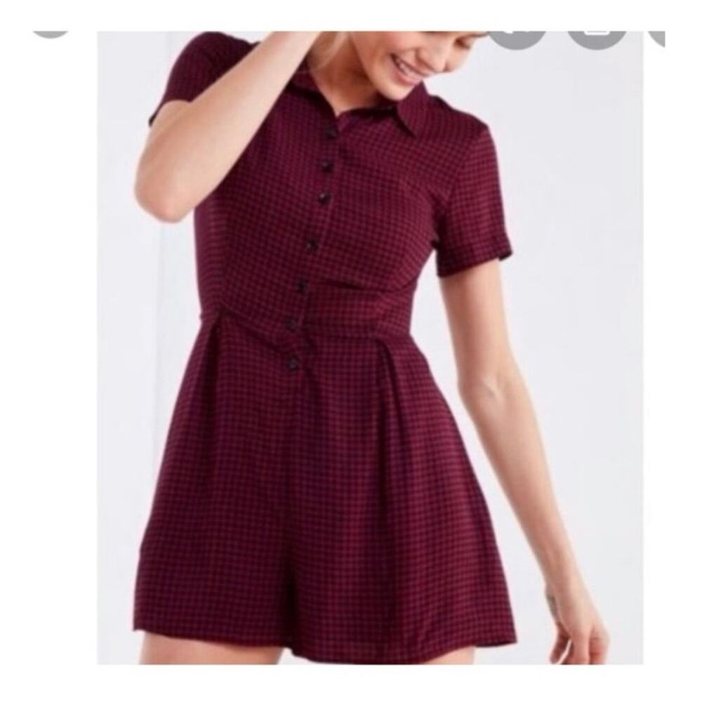 Urban Outfitters houndstooth collared button down
 romper